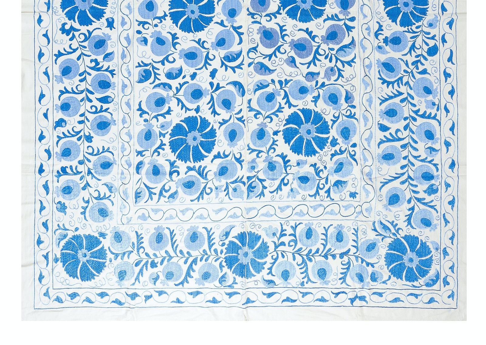 6.3x8.3 Ft Classic Uzbek Suzani Embroidery, New Silk Wall Hanging Or Bed Cover photo for sale