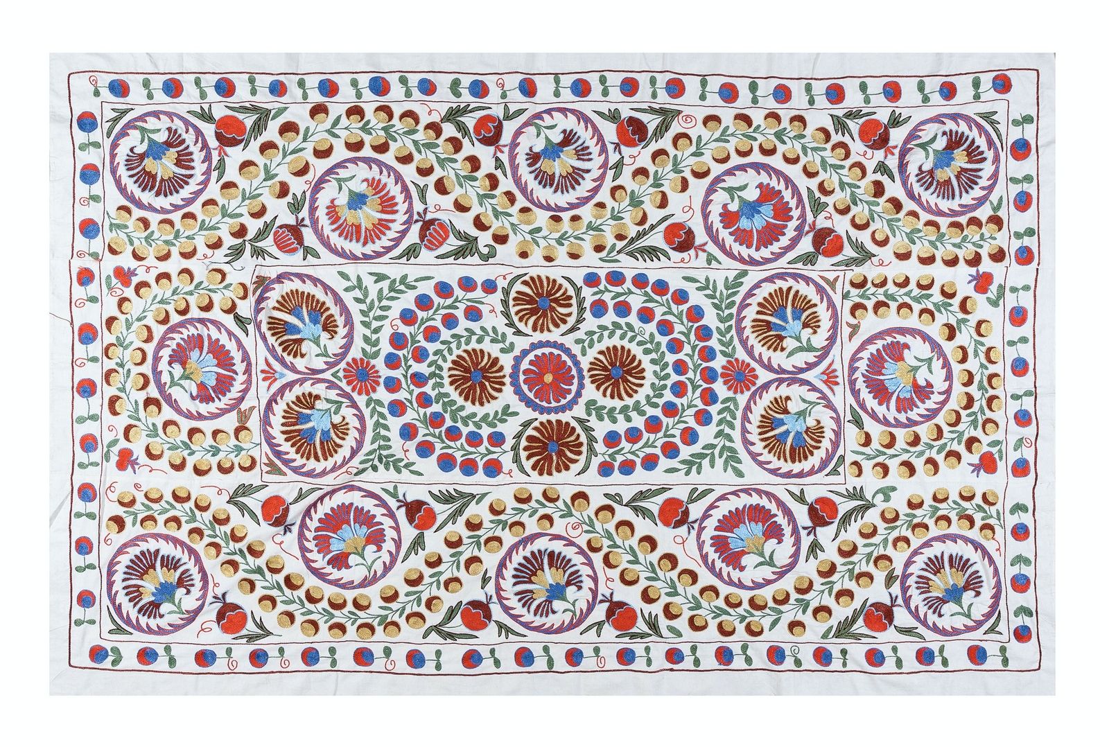 Couvre-lit suzani brodé à la main en soie, 140 x 213 cm, tenture murale, Ouzbékistan photo 706.0
