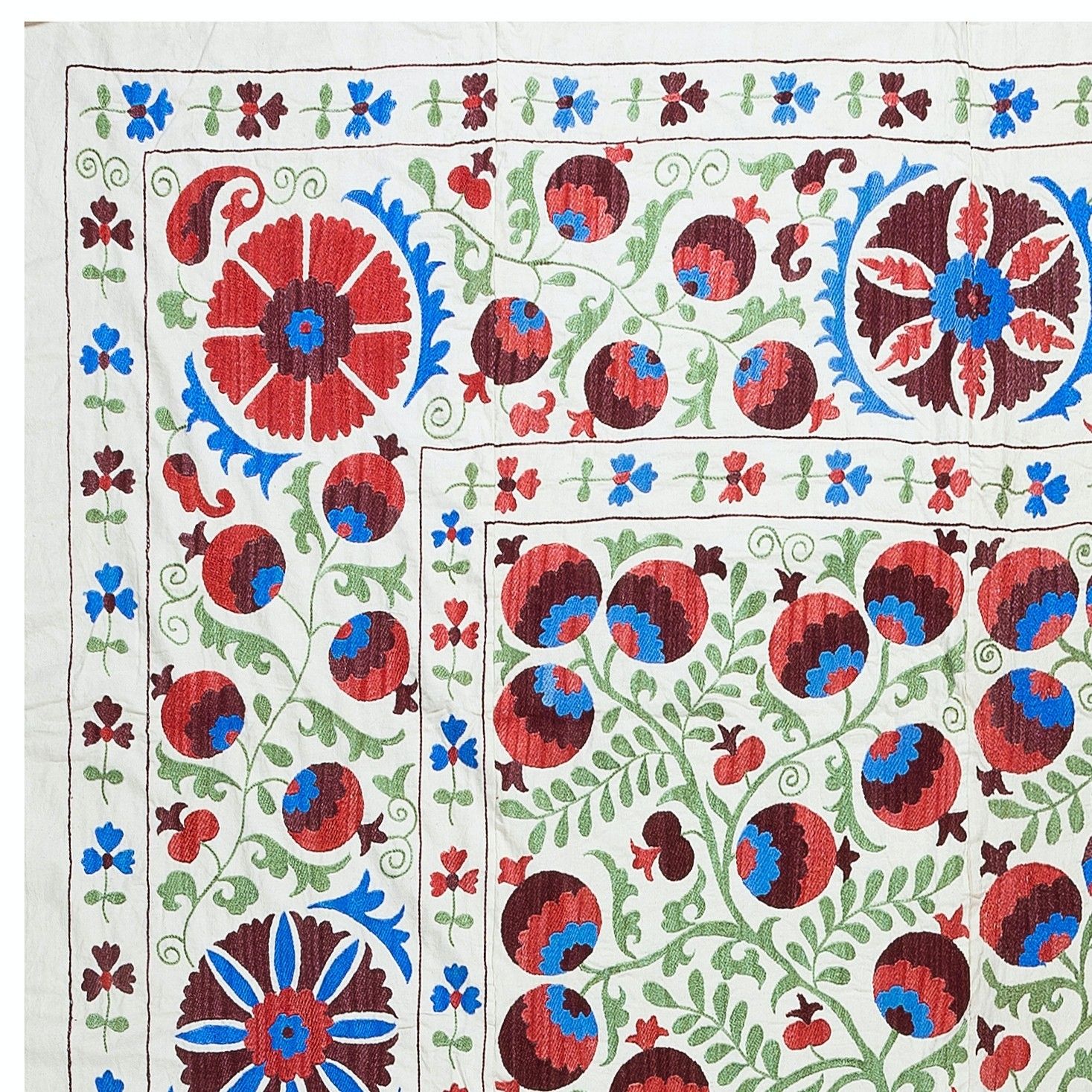 6.3x8 Ft Silk Hand Embroidered Bedspread, Traditional Table Cover, Wall Hanging photo furniture