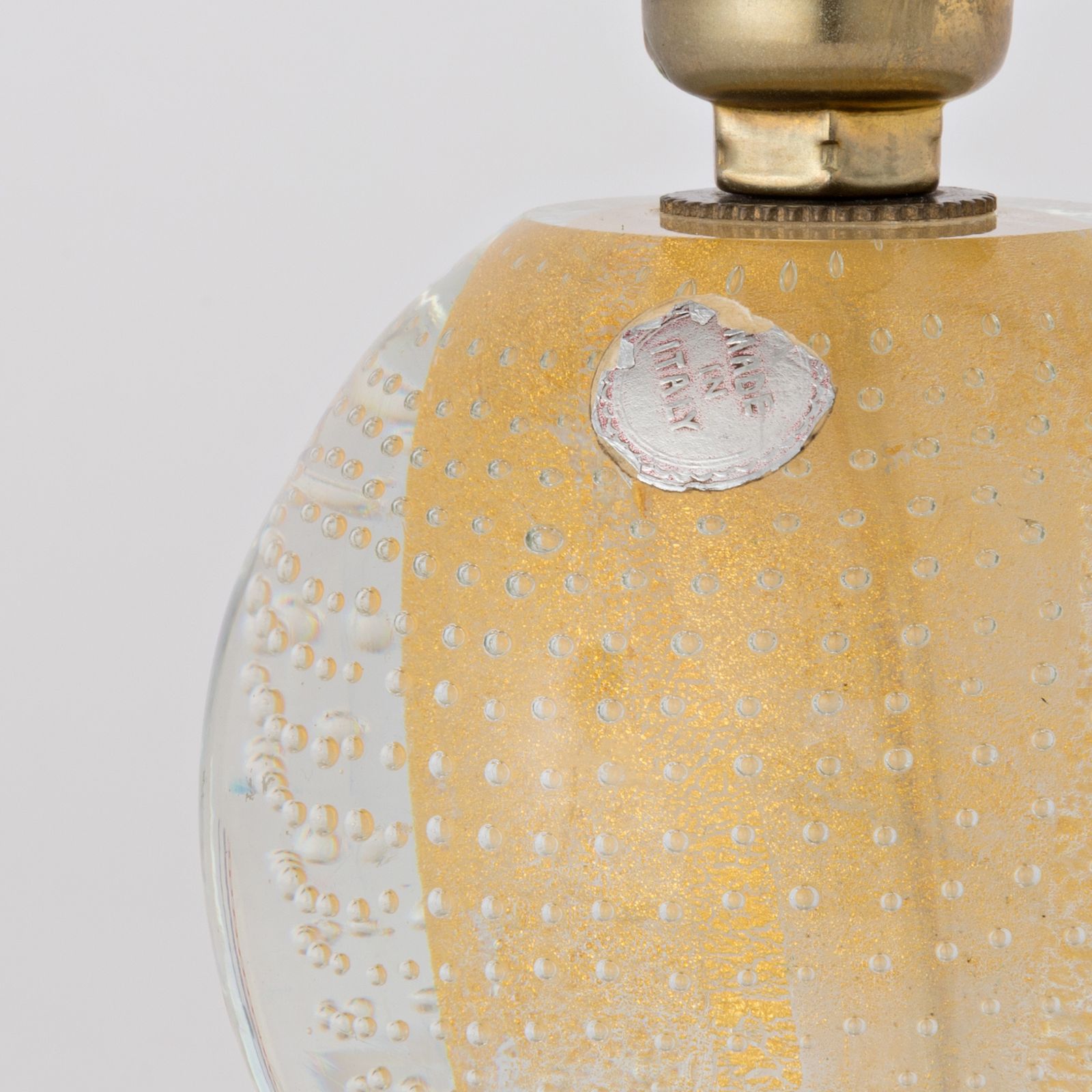 Mid Century Murano Glass Bullicante Table Lamp 1950s | Vintage Gold Flakes Accent Light Italian Hollywood Regency Seguso Barovier Toso photo 287.0