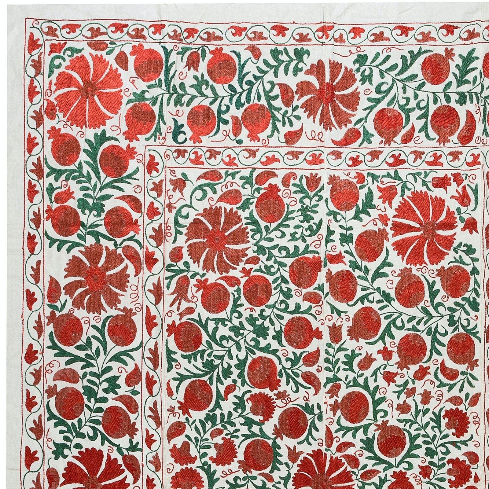 6.3x8.3 Ft New Silk Hand Embroidery Bed Cover, Asian Suzani Wall Hanging photo furniture