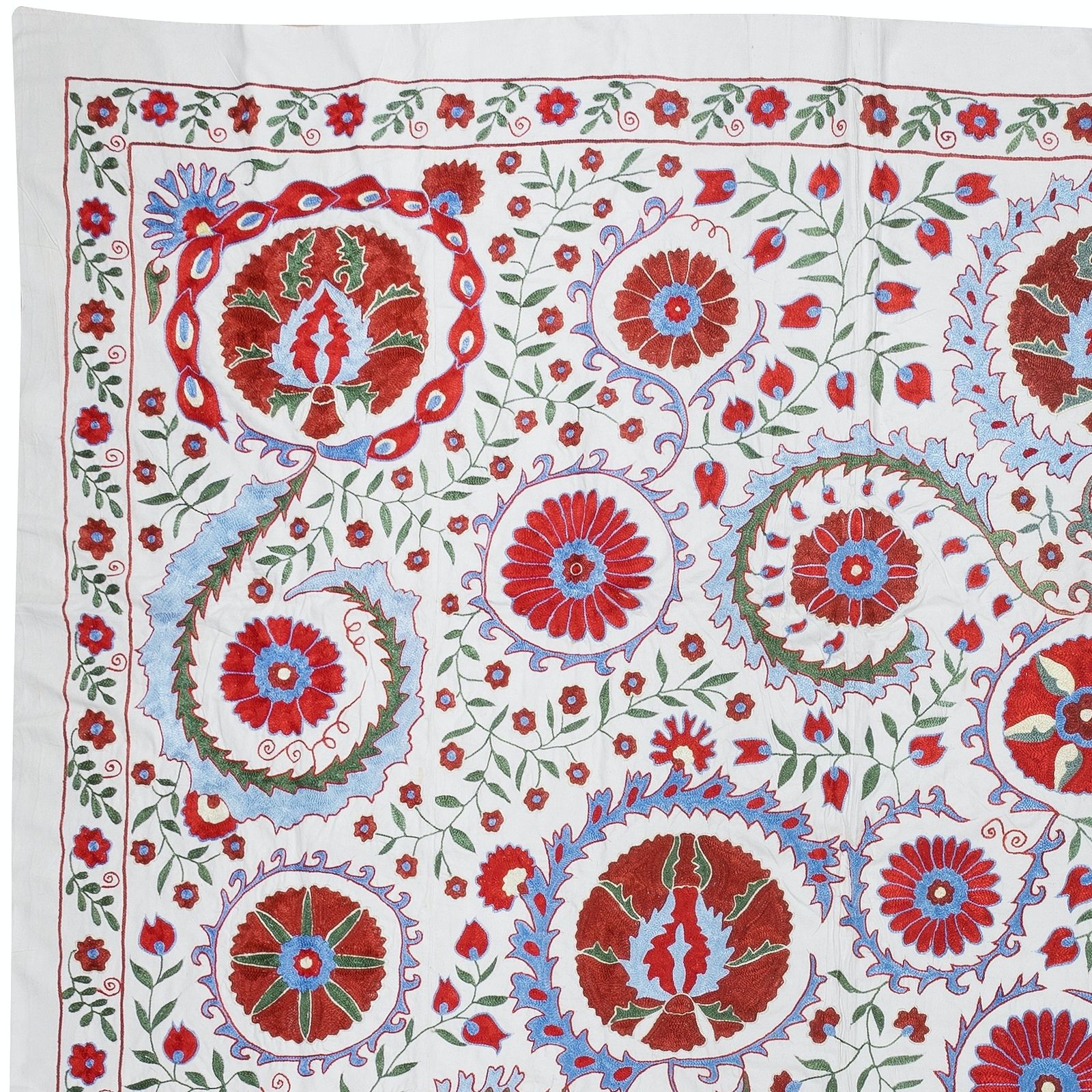 6.2x8.3 Ft Crochet Fabric, Silk Embroidery Wall Hanging, Suzani Fabric Bedspread photo furniture