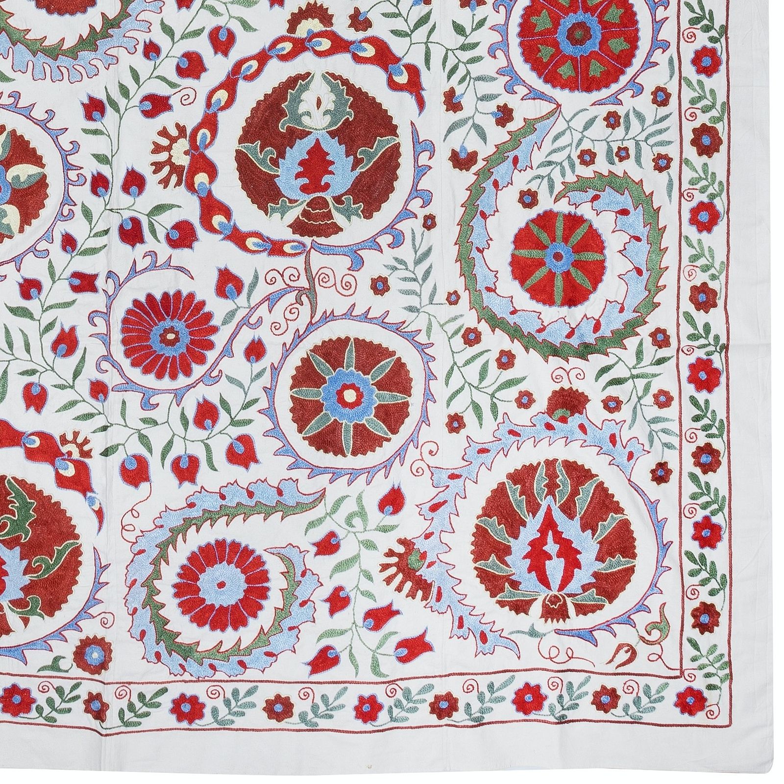 6.2x8.3 Ft Crochet Fabric, Silk Embroidery Wall Hanging, Suzani Fabric Bedspread photo for sale