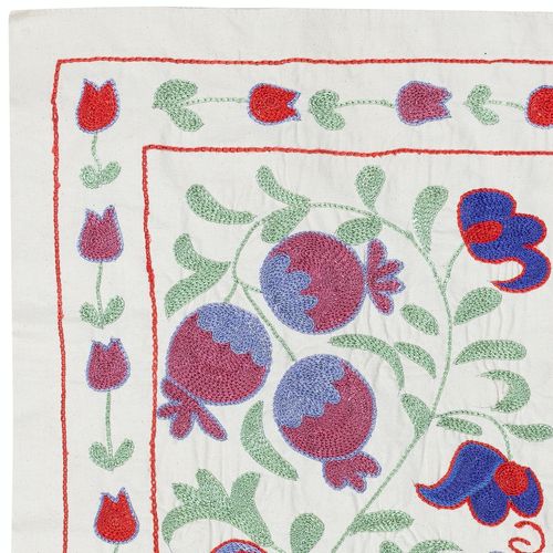 Tenture murale brodée 19 x 36 in, nappe en coton, jeté de canapé fait main photo furniture