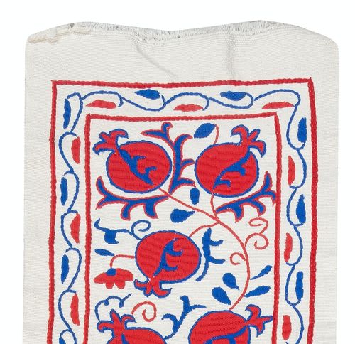 Tenture murale brodée en coton, 12 x 50 in. Chemin de table motif grenadier photo furniture