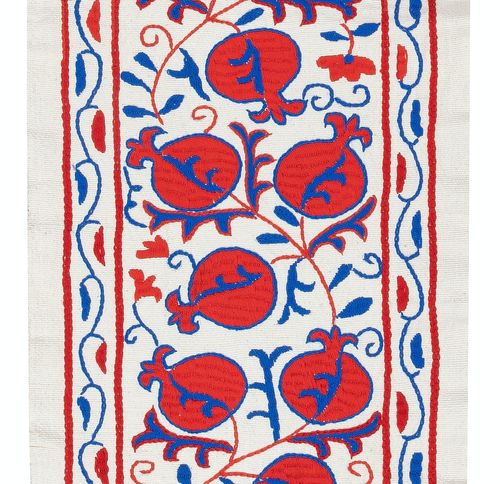12x50 In Embroidered Cotton Wall Hanging. Pomegranate Tree Design Table Runner photo Art