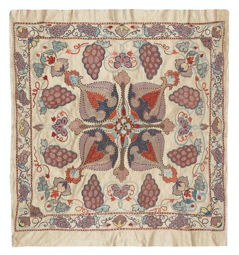 28x30 In 100% Silk Wall Hanging. Modern Embroidered Tablecloth. Decorative Throw