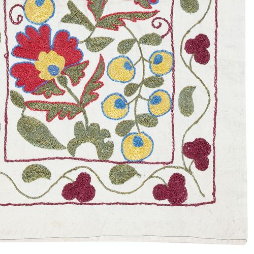 Tenture murale brodée contemporaine, 19 x 37 in. Nappe en coton. Jeté photo 136.0