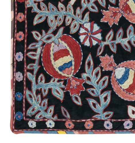 27x28 In Modern 100% Silk Wall Hanging. Embroidered Tablecloth. Black Throw photo Art