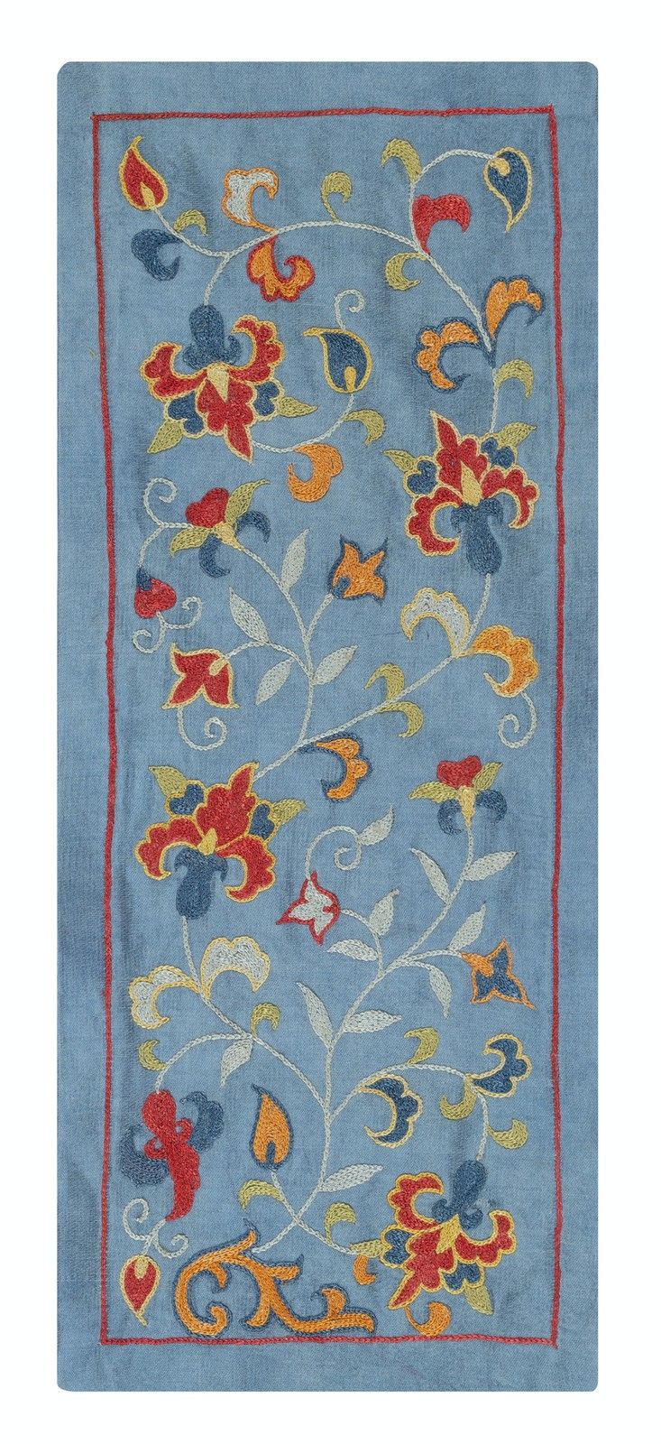 9"X23" Embroidered 100% Silk Wall Hanging. Boho Wall Decor. Traditional Tapestry