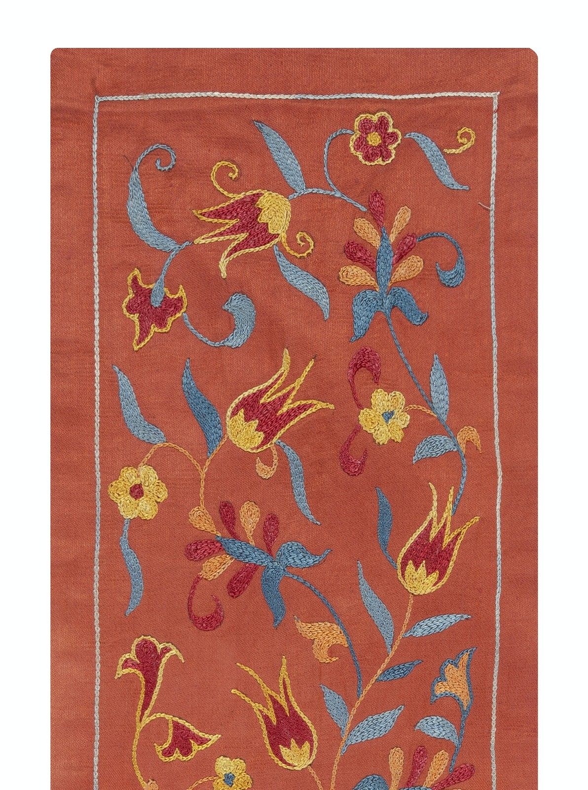 Tenture murale brodée en soie 100 % naturelle, 23 x 63 cm - Rouge, motifs traditionnels photo furniture