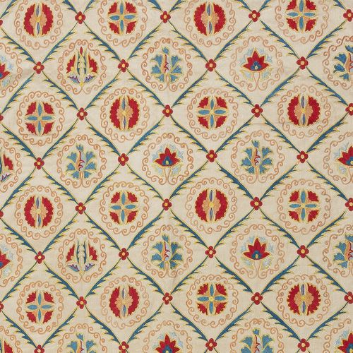 32x74 In Traditional 100% Silk Wall Hanging. Handmade Embroidered Table Runner photo for sale