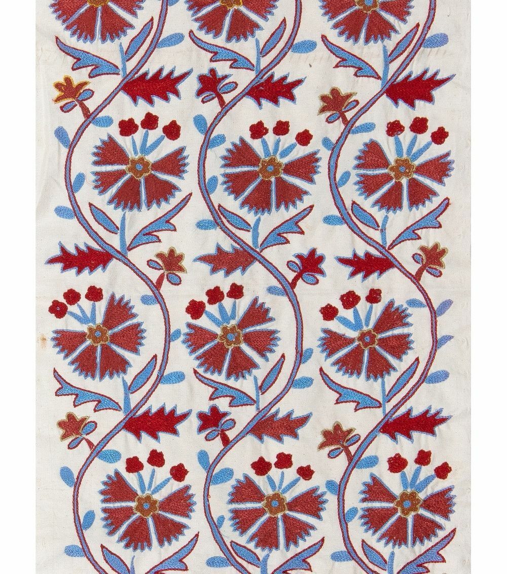 Chemin de table suzani ouzbek 1,7 x 6,2 ft, broderie à la main en soie, tenture murale photo for sale