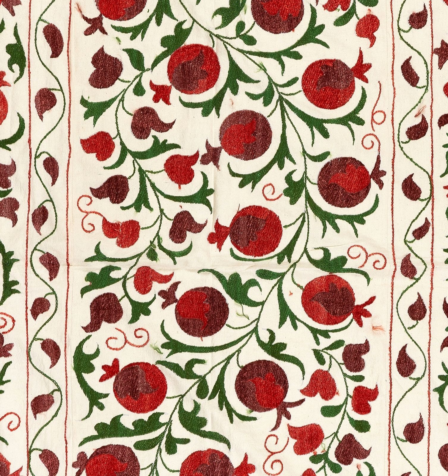 4.9x7 Ft New Uzbek Suzani Textile. Embroidered Cotton & Silk Bed Cover photo Textiles