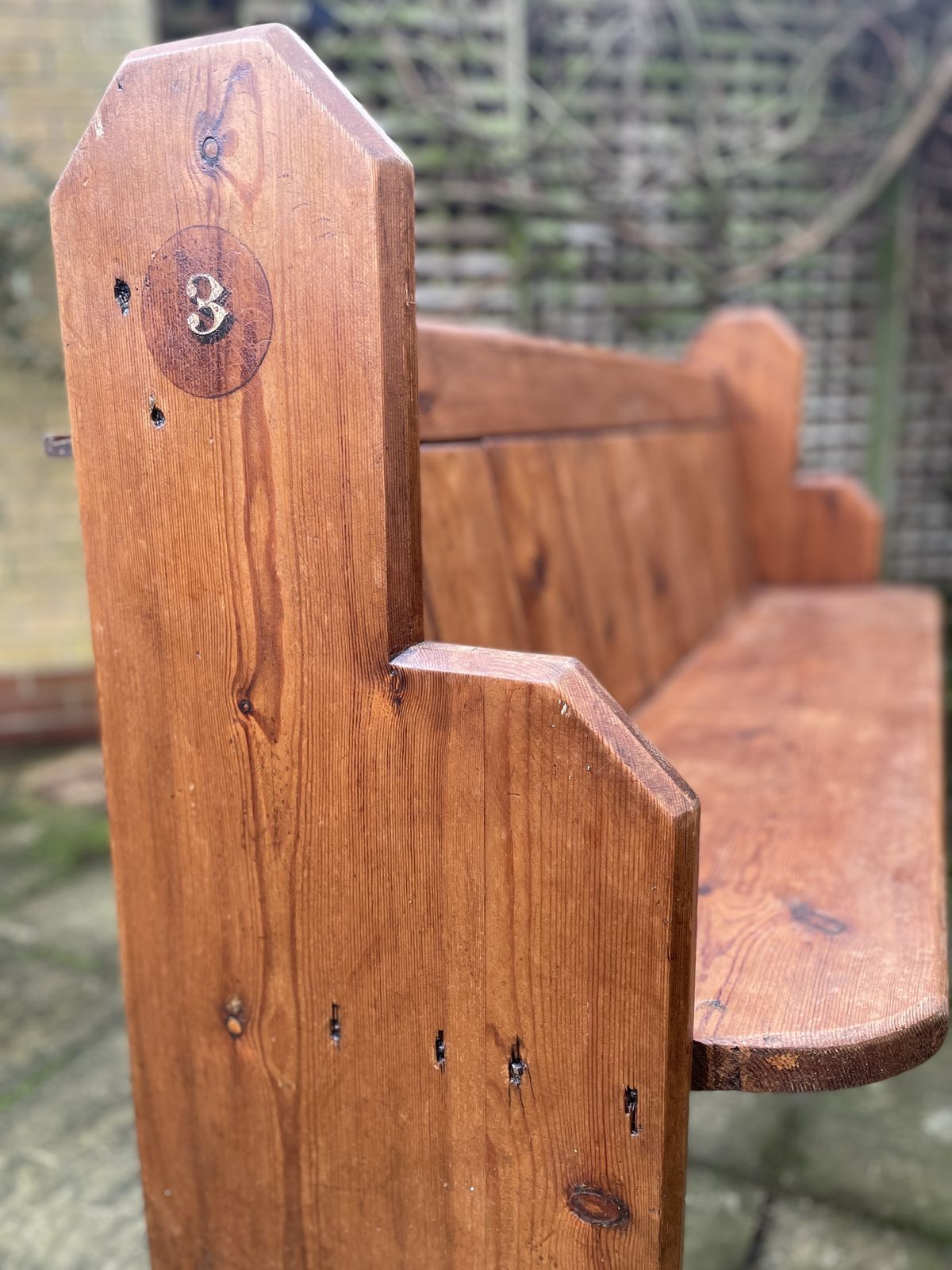 Antique Pitch Pine Church Pew, 19th Century photo vintage