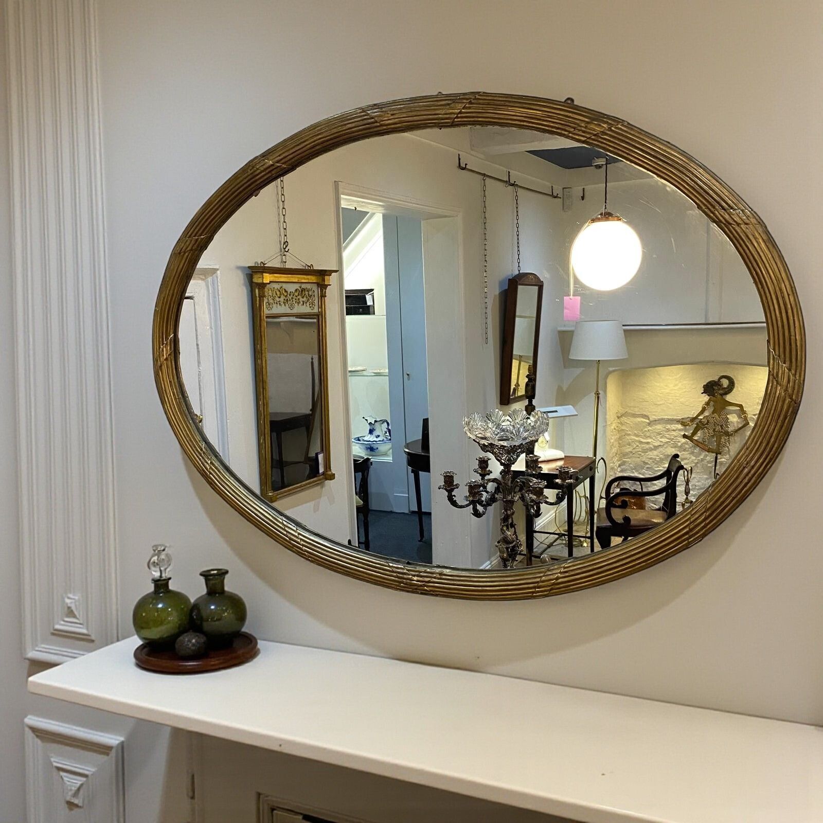 William IV Large Oval Overmantle Mirror With Reeded Edge Retaining Its Original Glass Plate Circa 1830 photo furniture