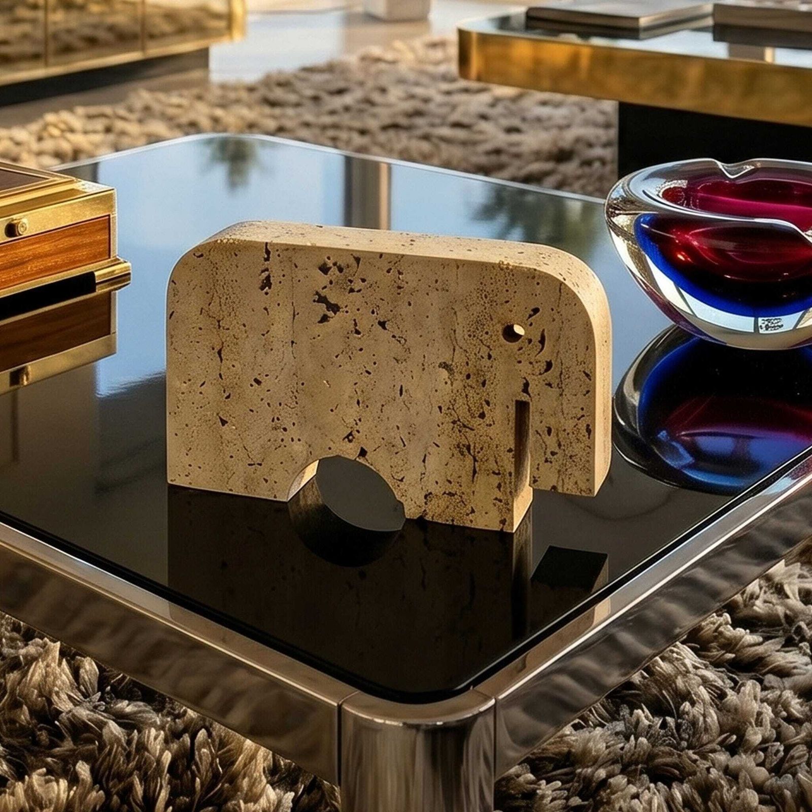 1970s Original Travertine Elephant Sculpture By Enzo Mari For F.Lli Mannelli photo for sale
