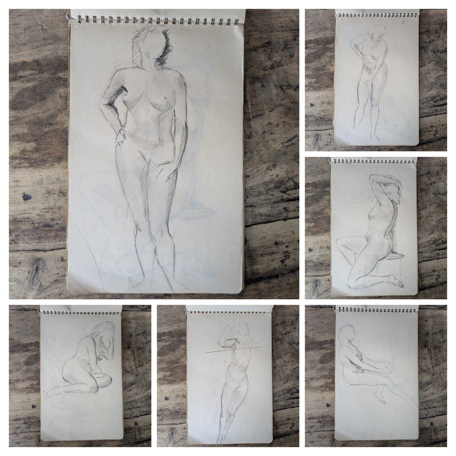 1940s Canson Sketchbook, Original French Life Drawings Figure Studies 47 Pages photo 179.0