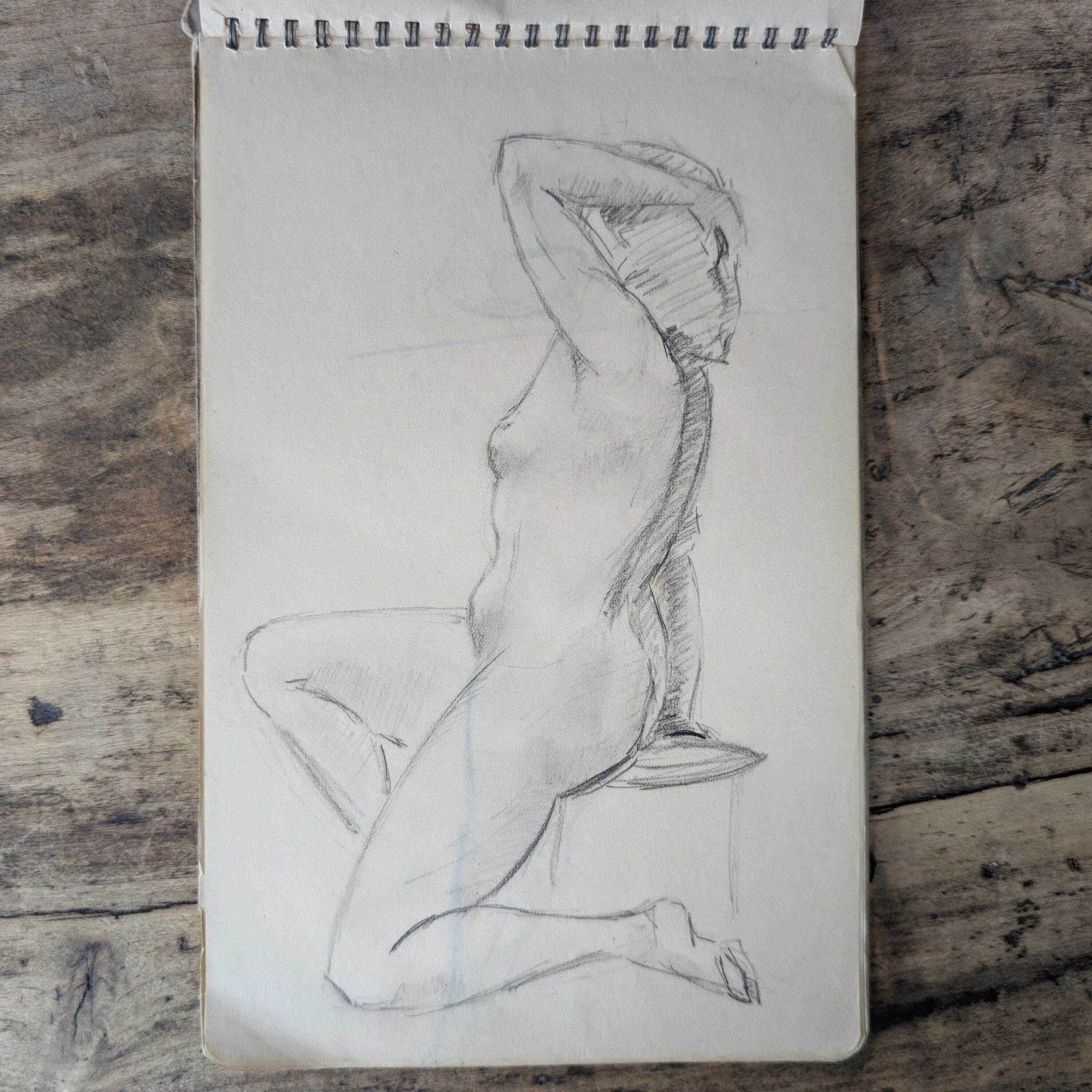 photo vintage 1940s Canson Sketchbook, Original French Life Drawings Figure Studies 47 Pages