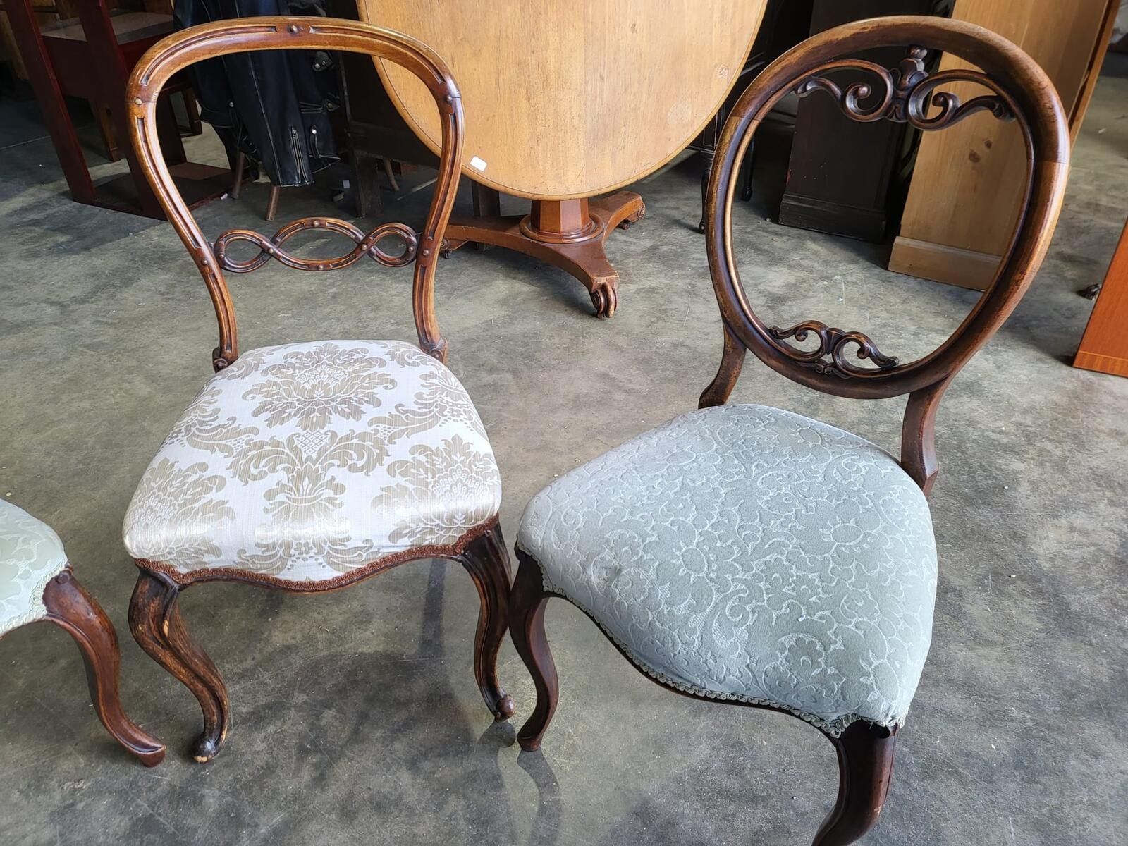 Six Mix Antique Edwardian Balloon Back Dining Chairs Cabriole Legs photo furniture