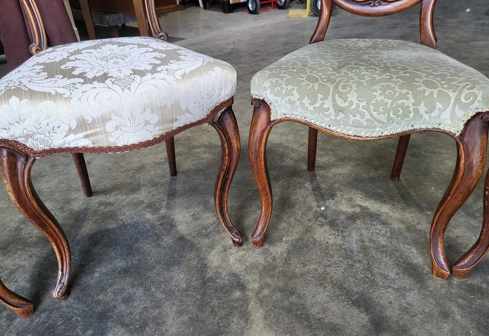 photo for sale Six Mix Antique Edwardian Balloon Back Dining Chairs Cabriole Legs