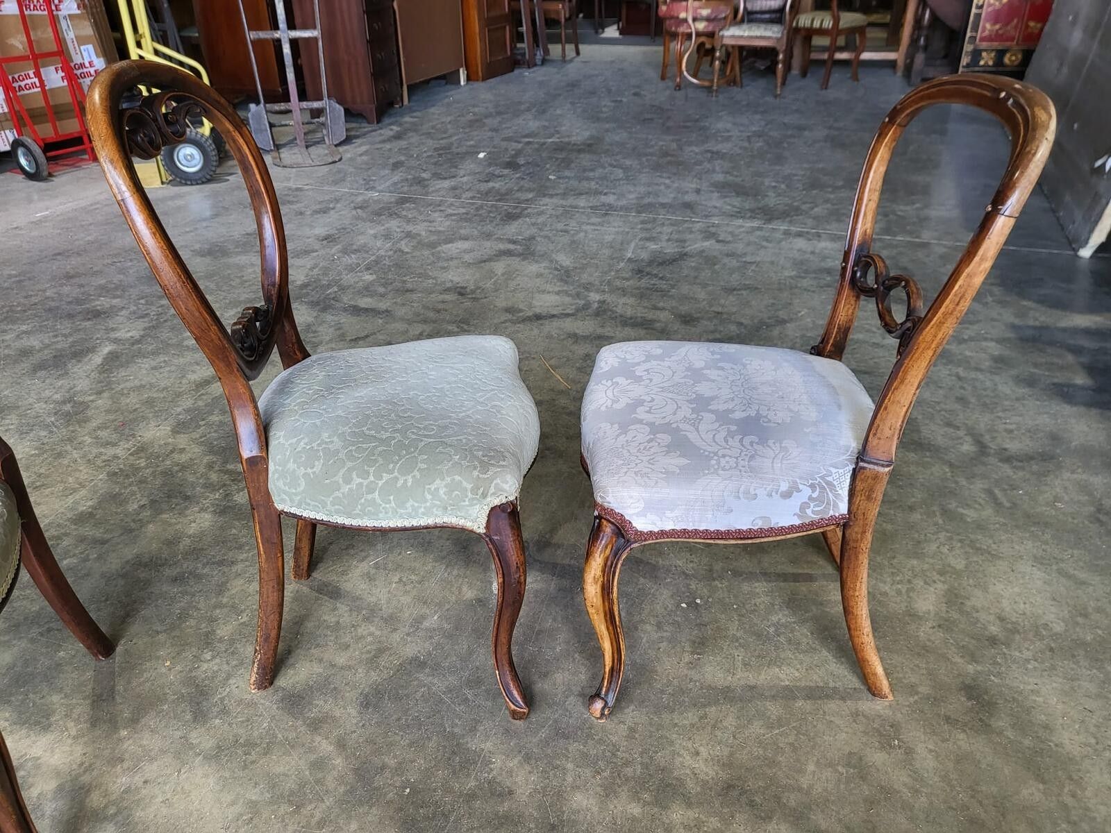 photo buy Six Mix Antique Edwardian Balloon Back Dining Chairs Cabriole Legs