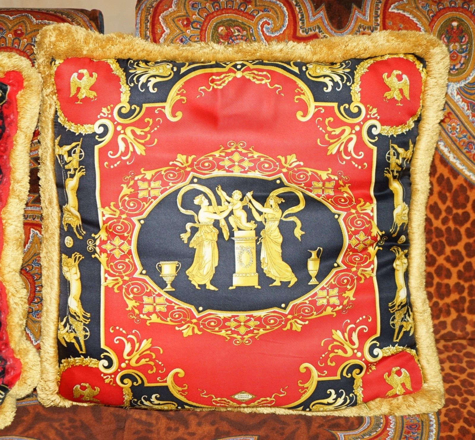 1295.0 Three Rrp £2,250 Versace Italy 2003 Ilian Rachov Designed Silk Scatter Cushions photo