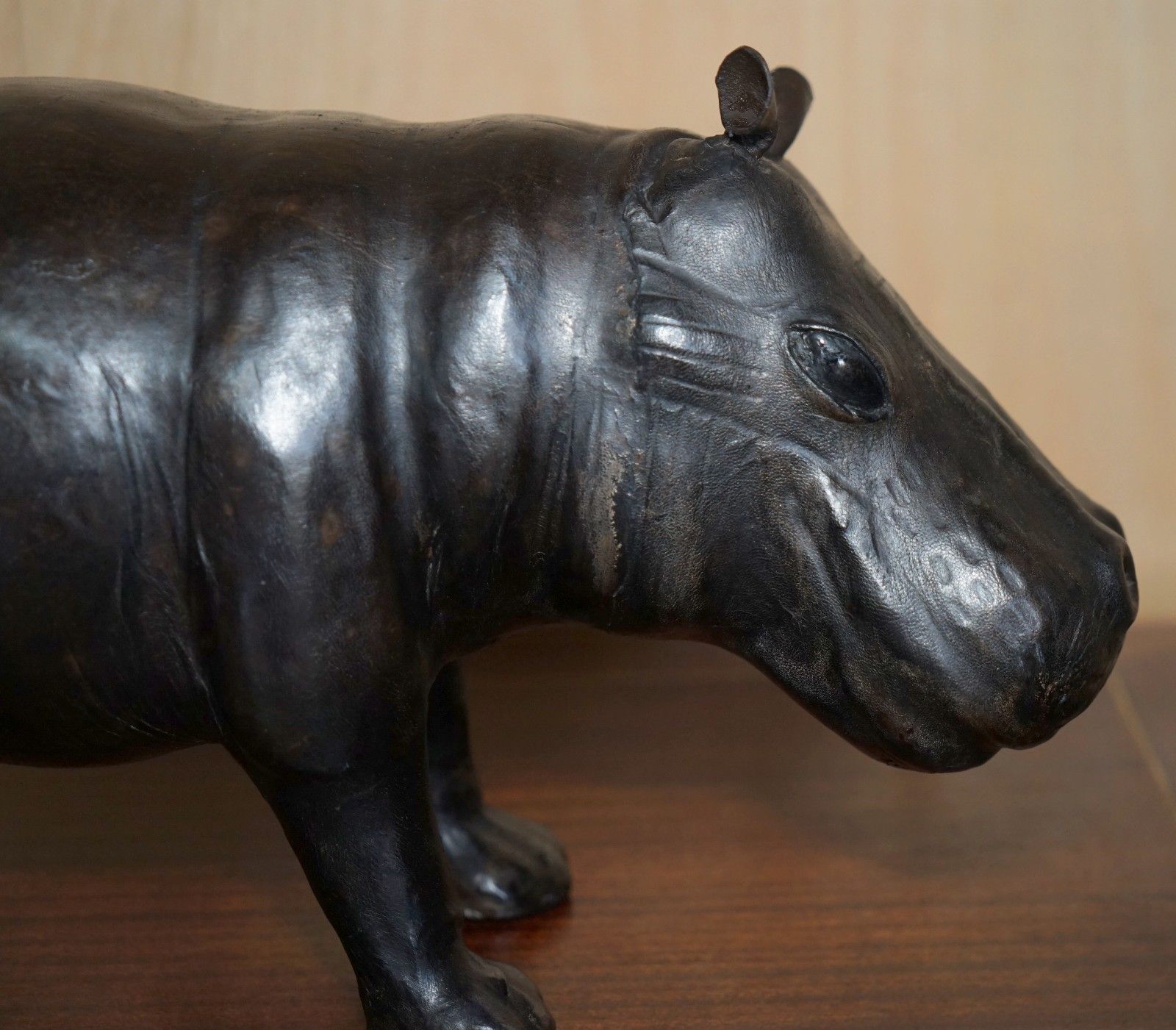 Furniture Lovely Liberty's London Omersa Brown Leather Hippopotamus Footstool Hippo photo