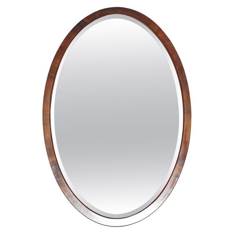 Sublime Antique Art Deco Mercury Plate Venetian Mahogany Framed Oval Mirror