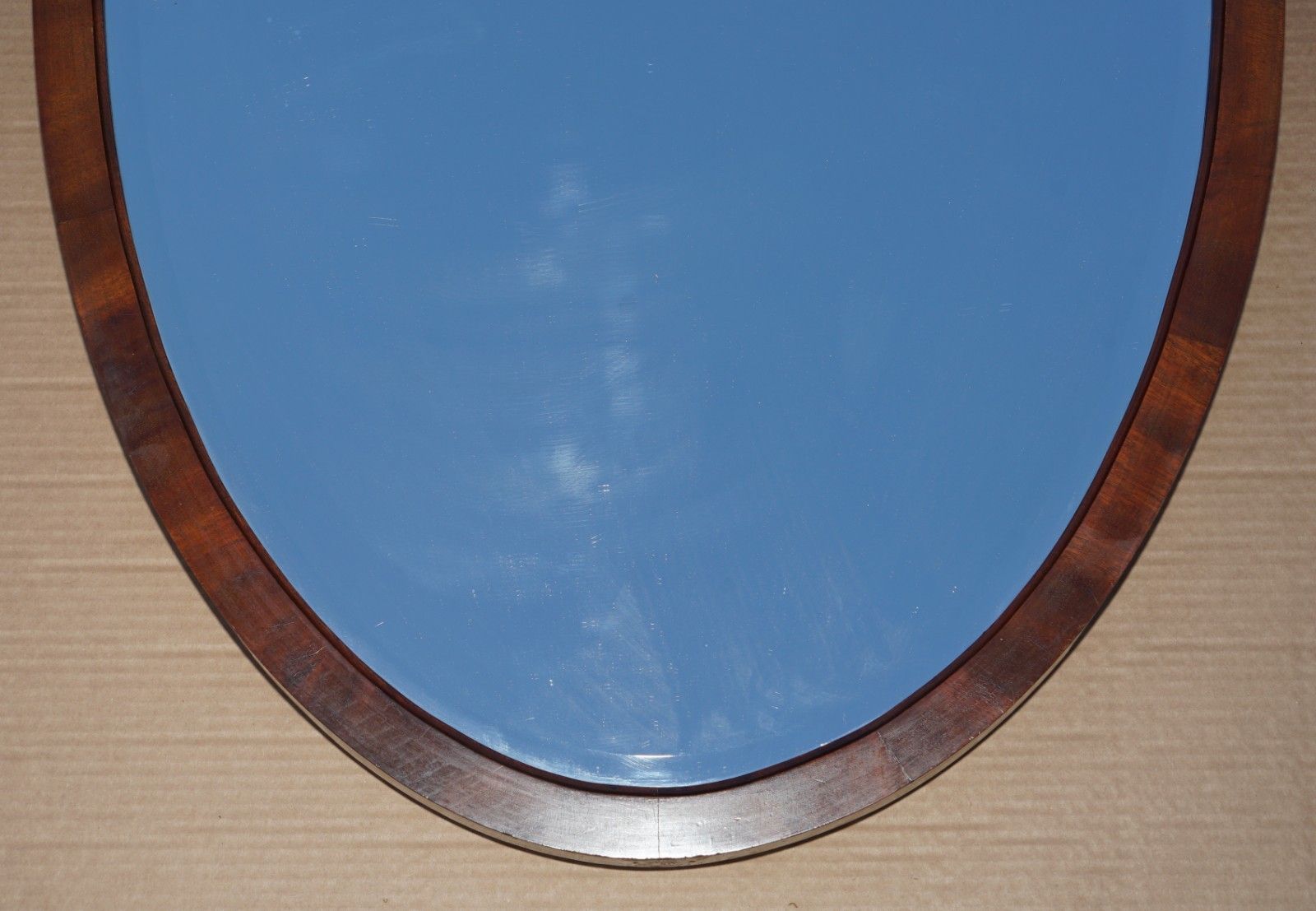 Sublime Antique Art Deco Mercury Plate Venetian Mahogany Framed Oval Mirror photo furniture