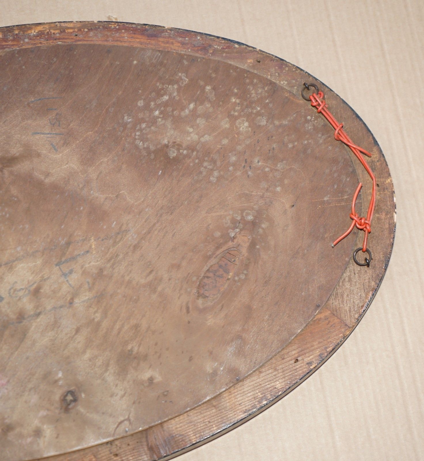 photo for sale Stunning Antique Victorian Hand Carved Flamed Mahogany Framed Oval Mirror