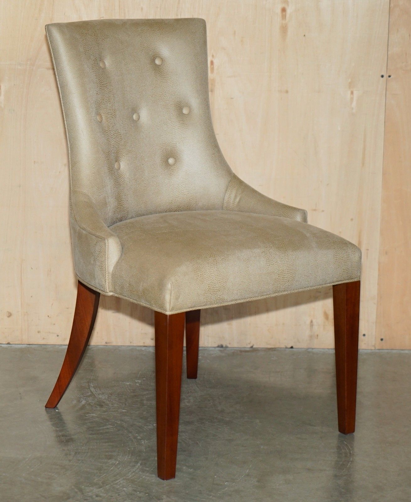 Eight Tim Gosling Designer Faux Shagreen Upholstered Suede Feel Dining Chairs photo furniture