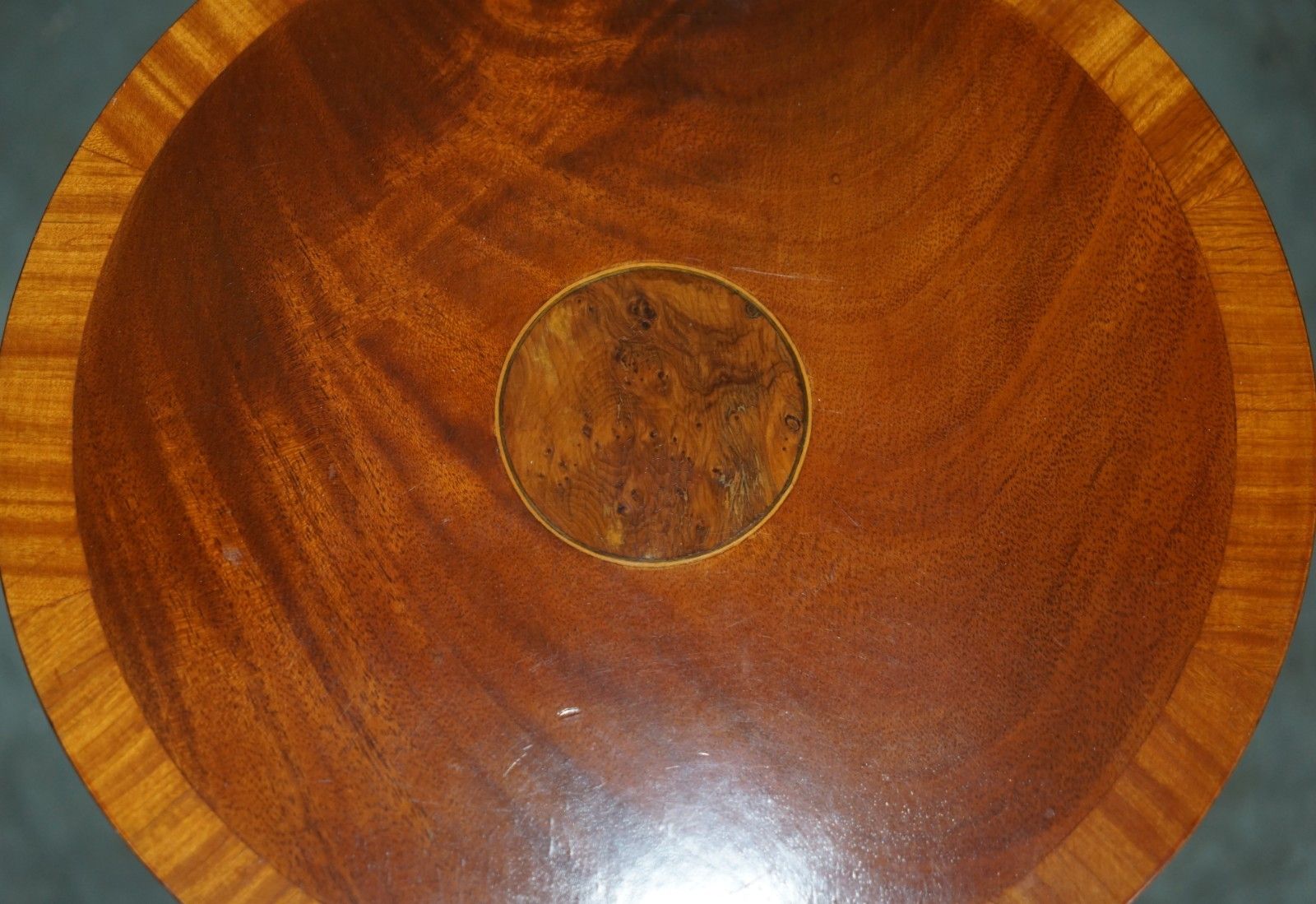 Pair Of Fully Restored Flamed Mahogany Pollard Oak Round Tripod Side End Tables photo vinterior