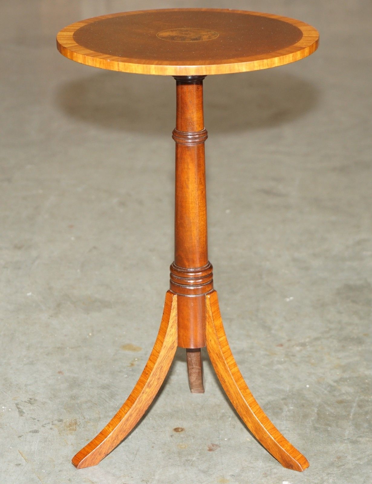 photo buy Pair Of Fully Restored Flamed Mahogany Pollard Oak Round Tripod Side End Tables