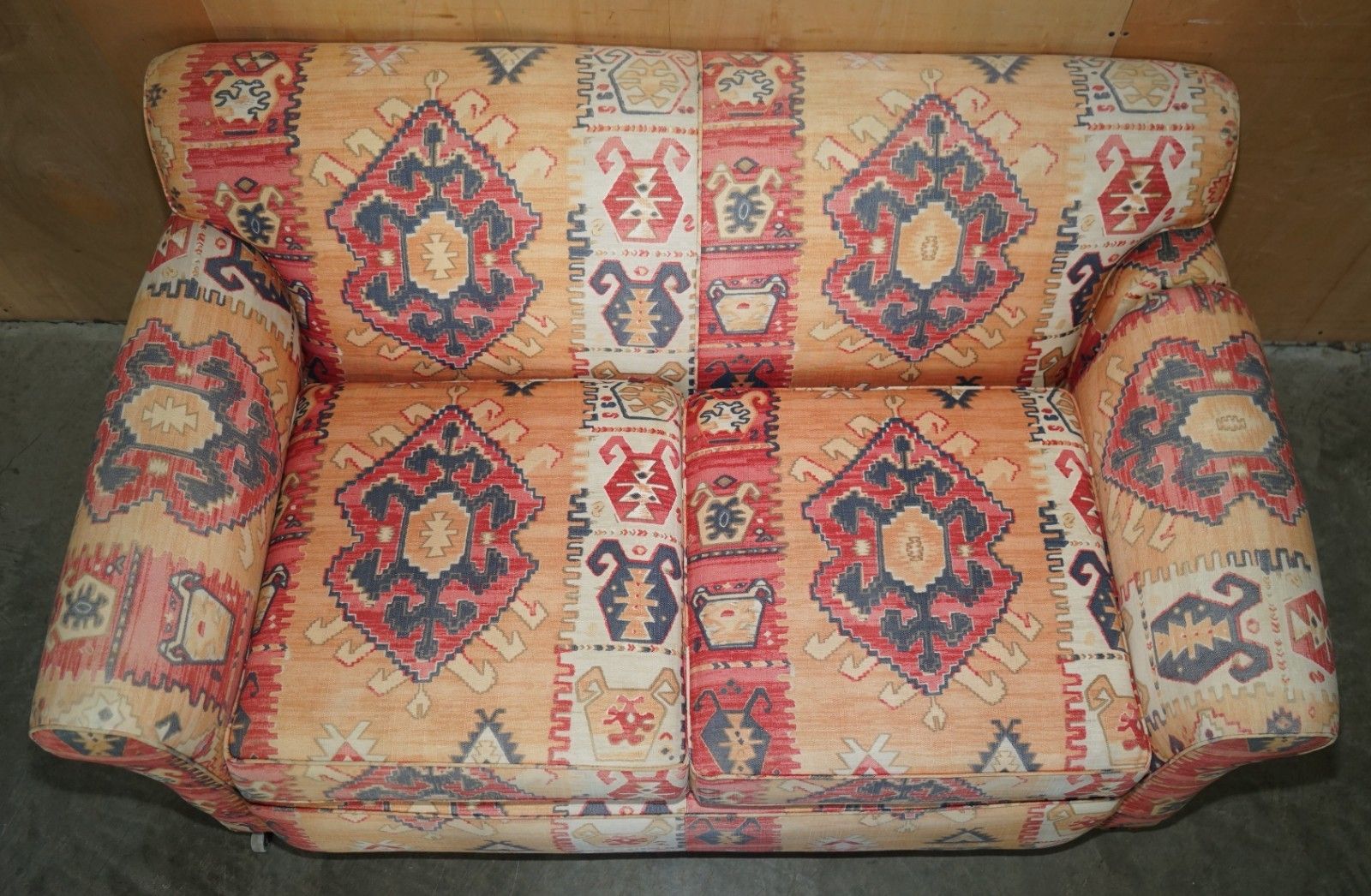Exquisite Original Edwardian Kilim Upholstered Sofa Chaise Lounge With Drop Arm photo 4950.0