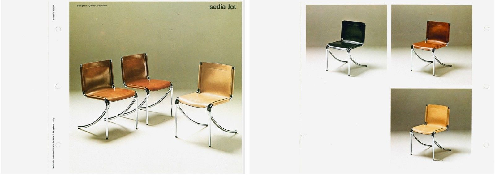 Four Restored Acerbis Jot Giotto Stoppino Brown Leather Chrome Dining Chairs photo furniture