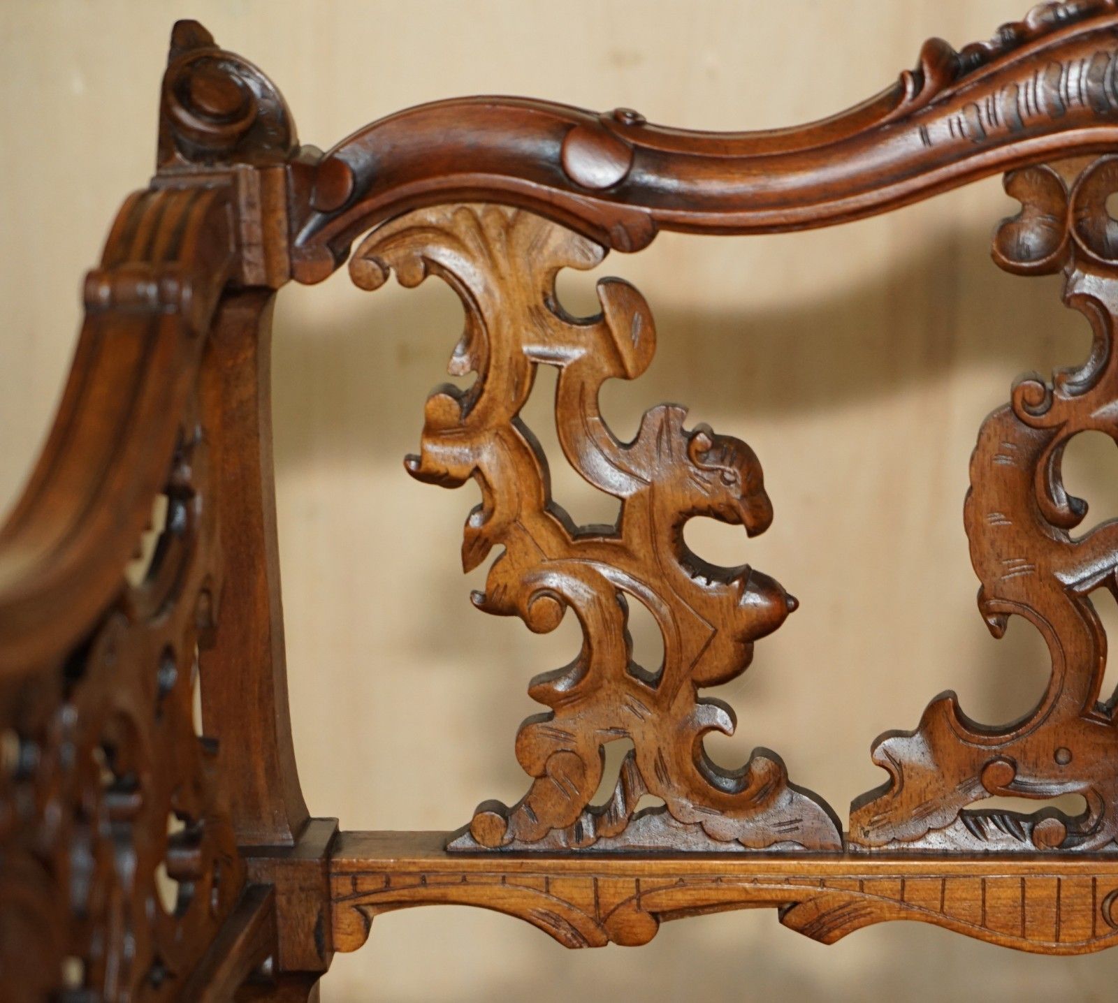 Antique 19th Century Hand Carved Walnut French Canape Armchair Floral Upholstery photo buy