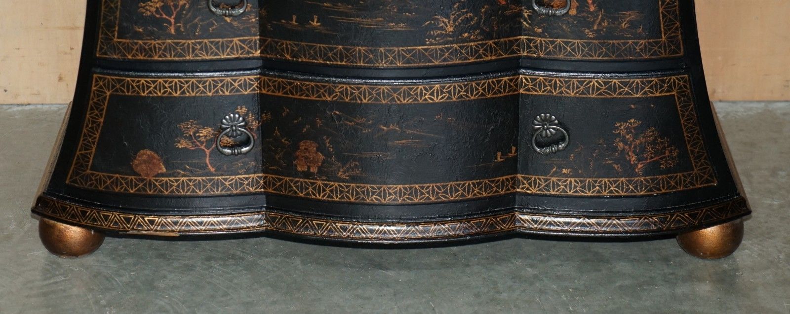 Sublime Antique Style Chinese Chinoiserie Painted & Lacquered Chest Of Drawers photo vinterior