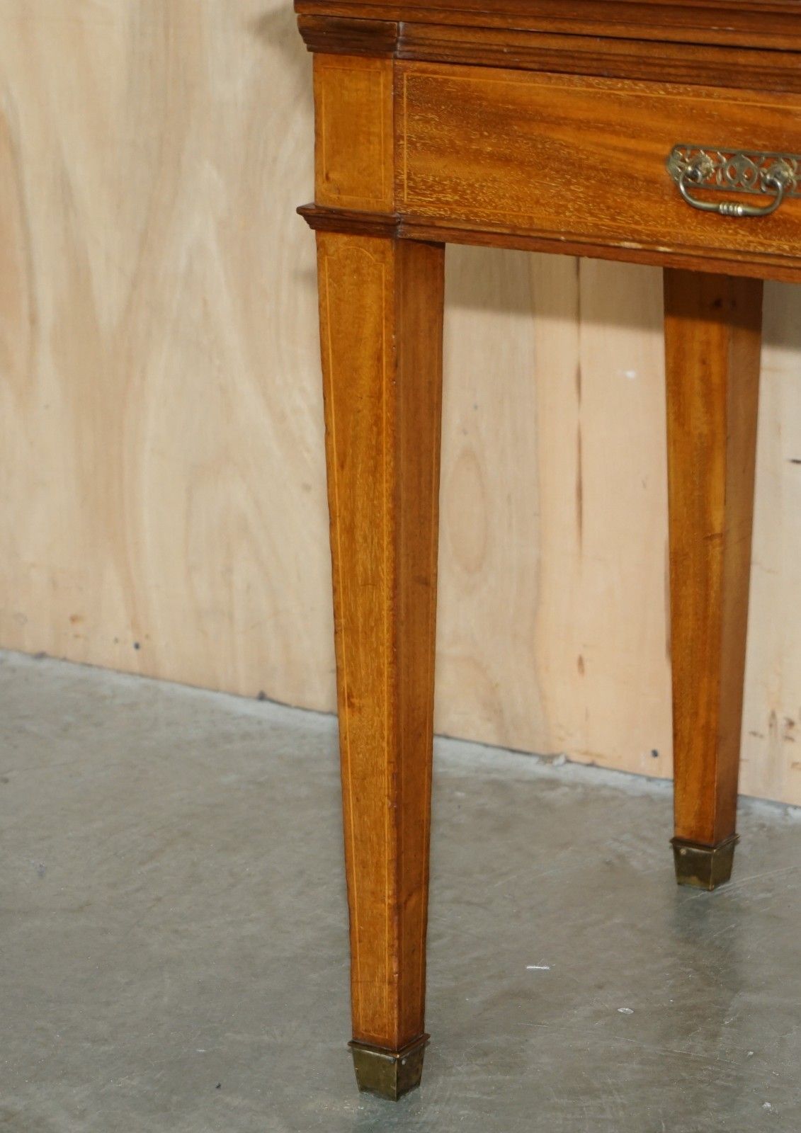 Fully Restored Howard & Son's Flamed Mahogany Marble Inset Console Table Desk photo vinterior