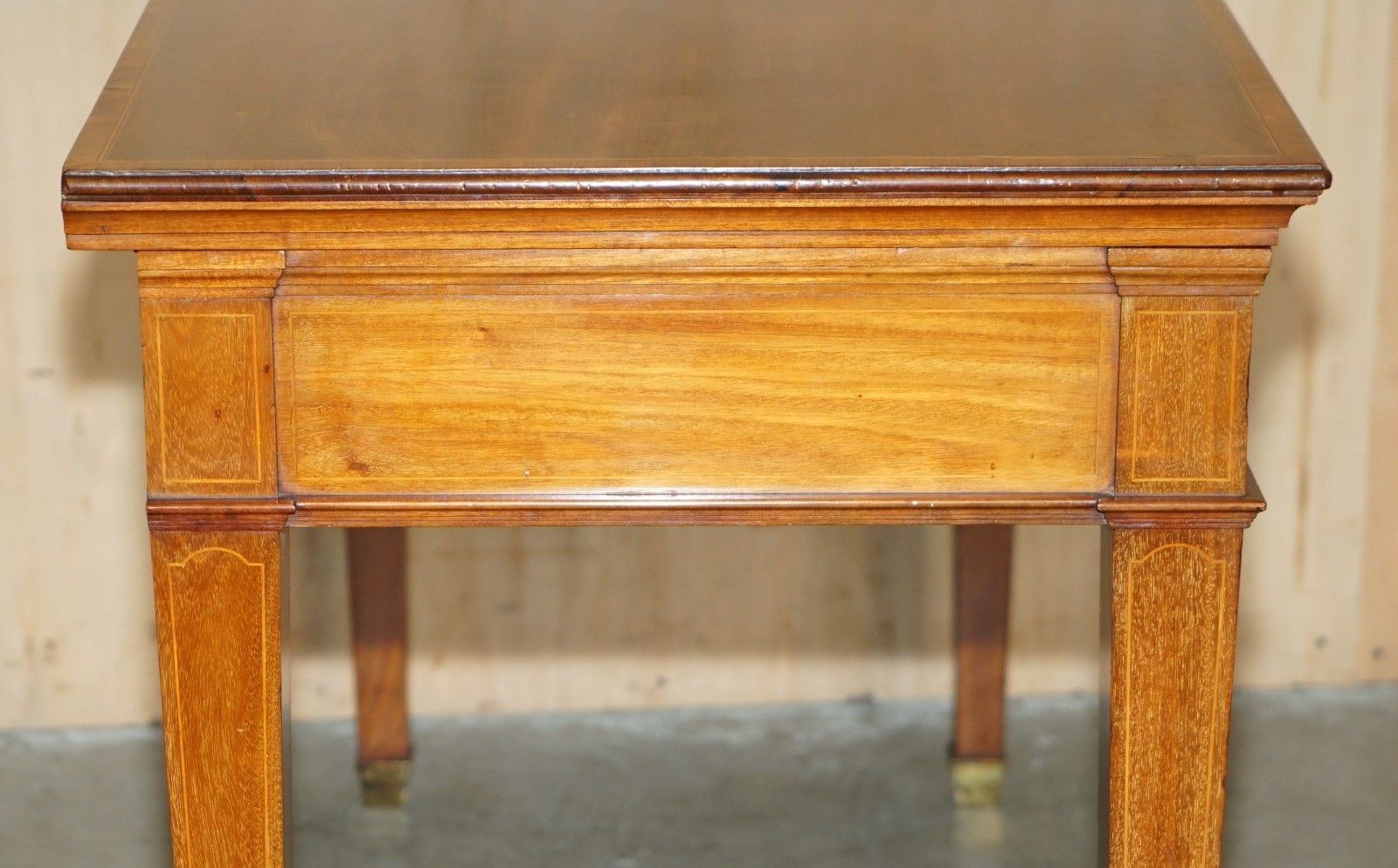 photo furniture Fully Restored Howard & Son's Flamed Mahogany Marble Inset Console Table Desk