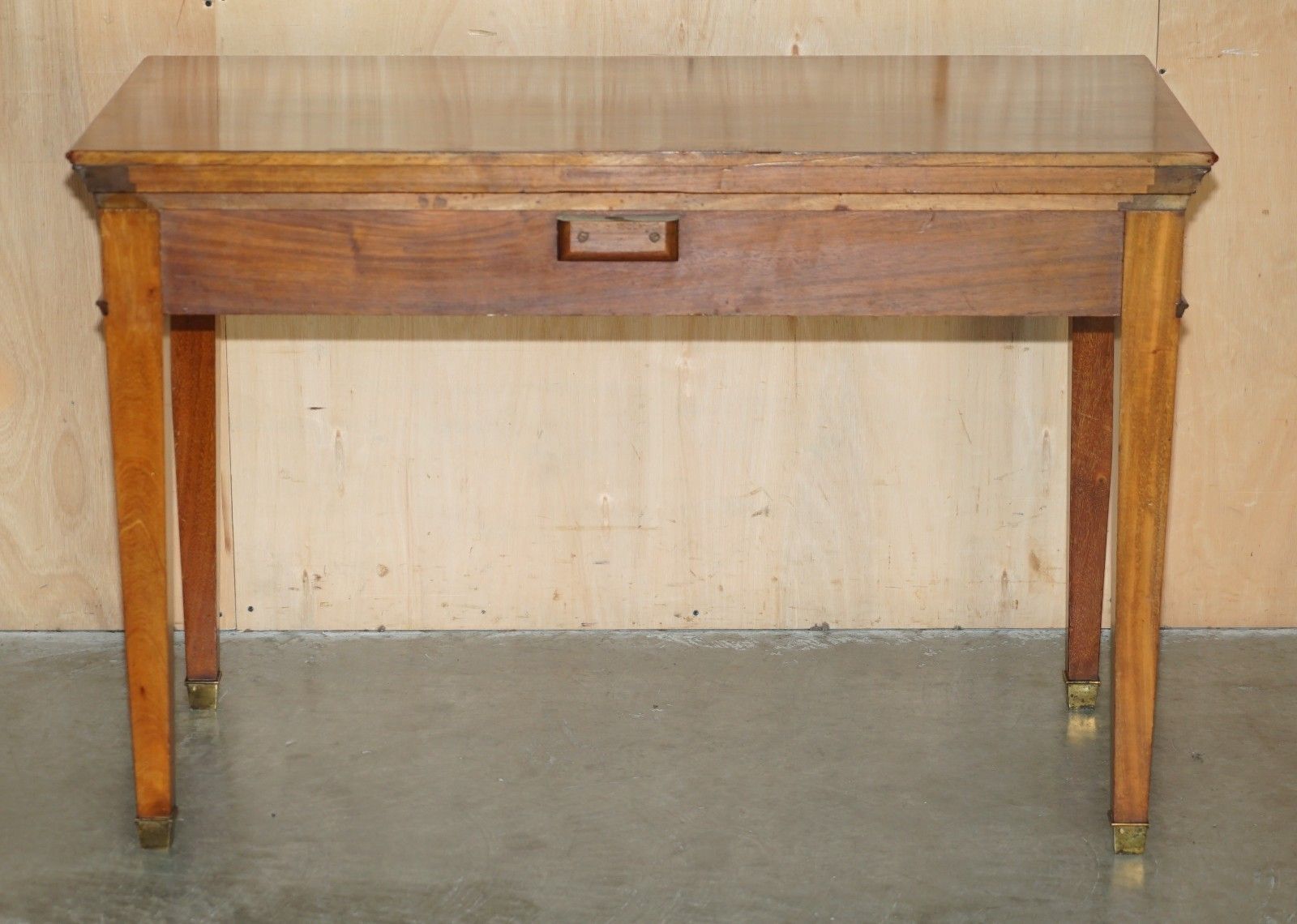 photo for sale Fully Restored Howard & Son's Flamed Mahogany Marble Inset Console Table Desk
