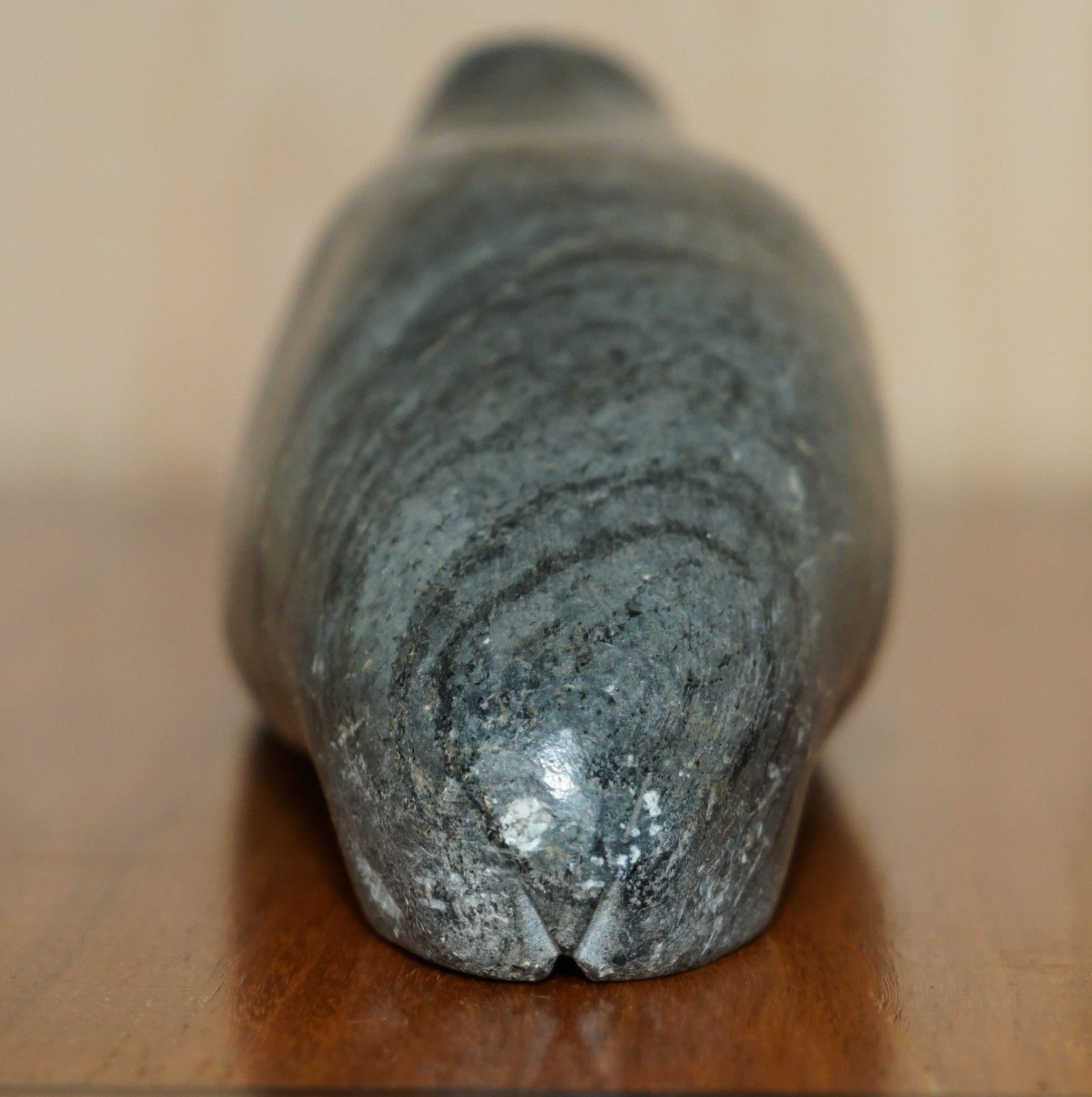 Original Signed With Serial Number Inuit Eskimo Soapstone Carving Walrus Statue photo buy