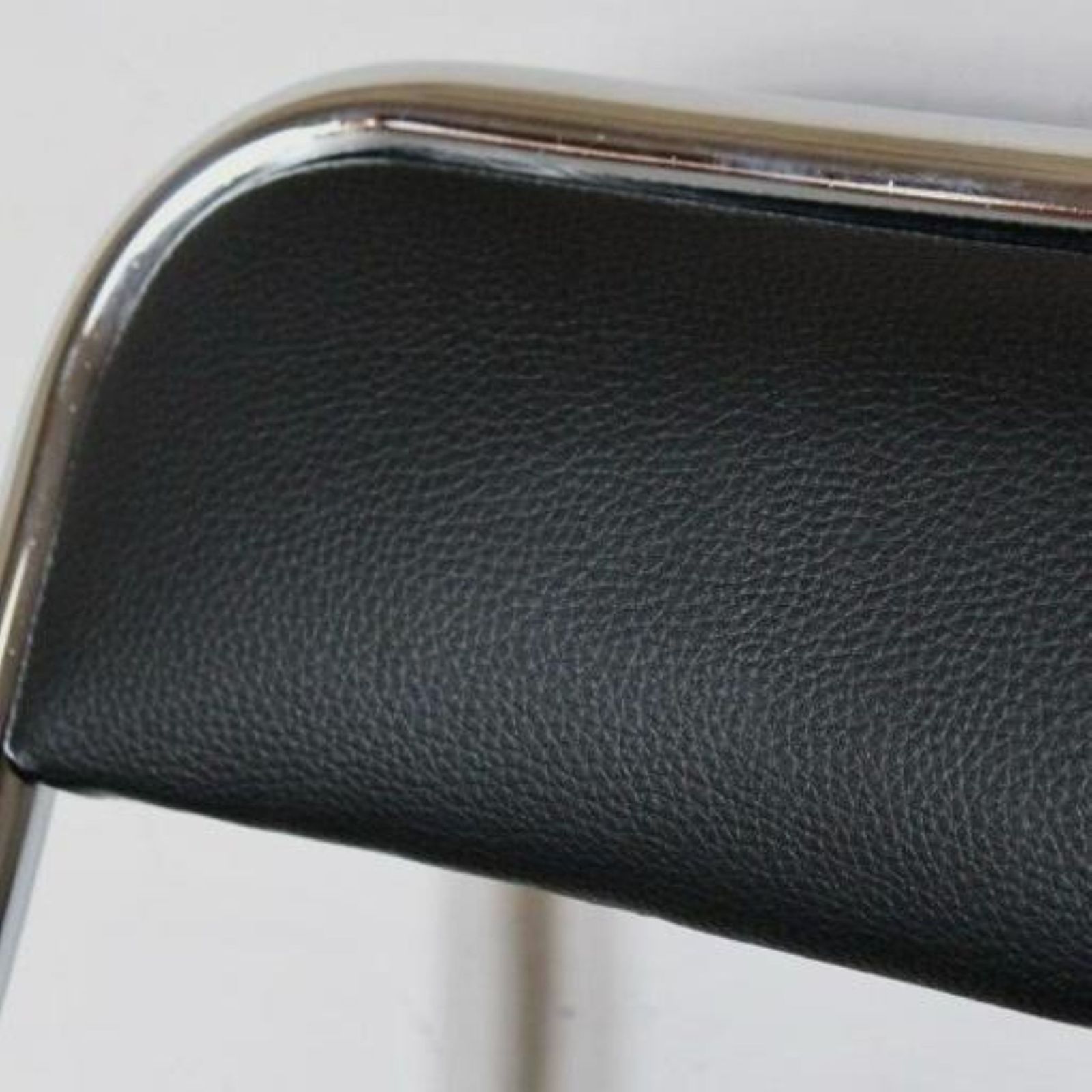 photo furniture Set Of Four Vintage Chromed Dining Chairs, Faux Leather, Italy, 1970