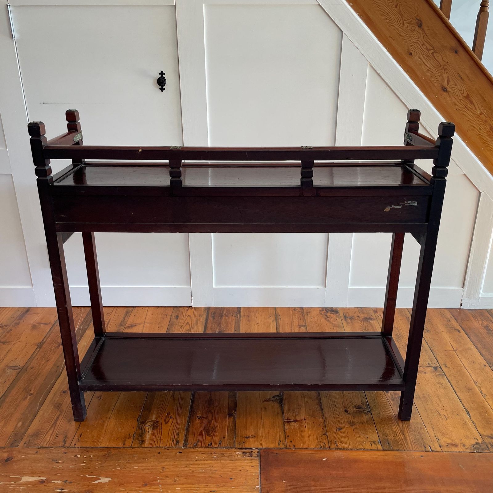 photo vinterior Chinese Console Table Wooden Brass 3 Drawer Oriental Hall Accent Stand Entryway Hallway Table