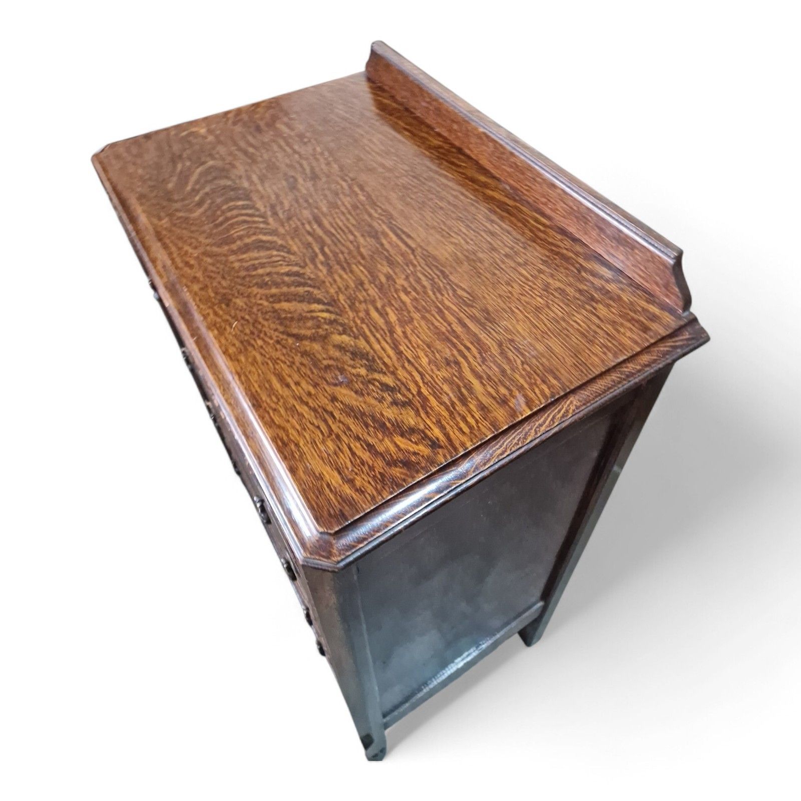Vintage Oak Tall Chest Of Drawers 4 Drawer Tallboy Carved Detail photo buy