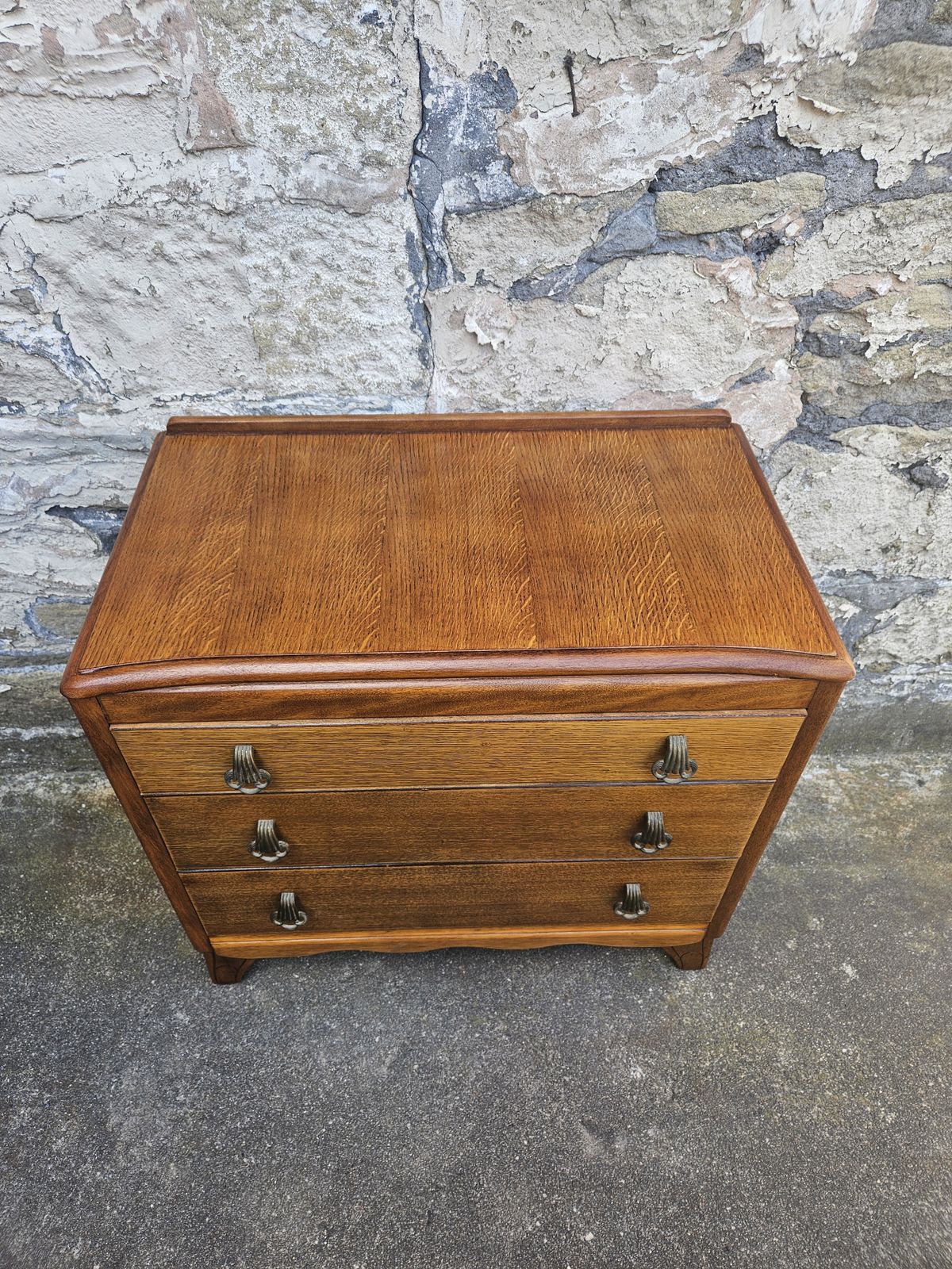 Vintage Lebus Chest Of Drawers Three Drawer Oak Cabinet Tallboy Super Proportions And Detailing photo furniture