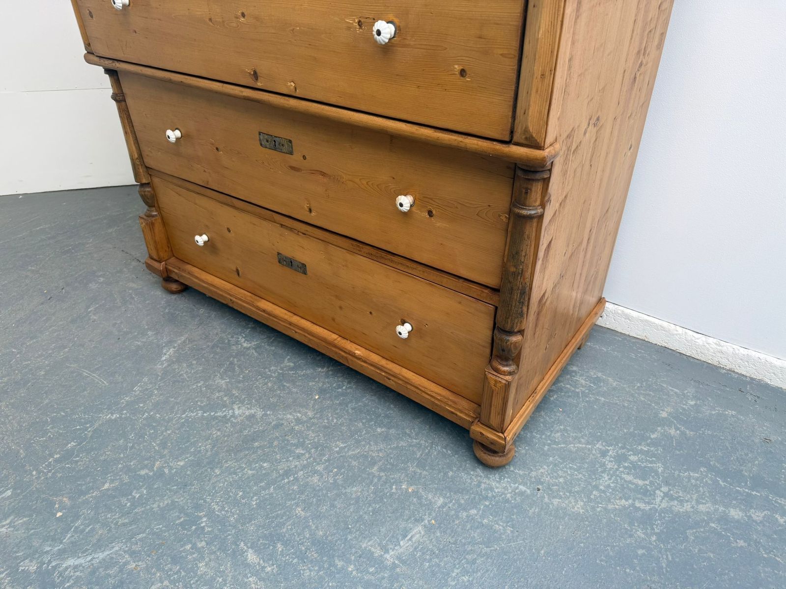 A Massive Victorian Pine Hungarian Waxed 3 Drawer Chest Of Drawers photo for sale