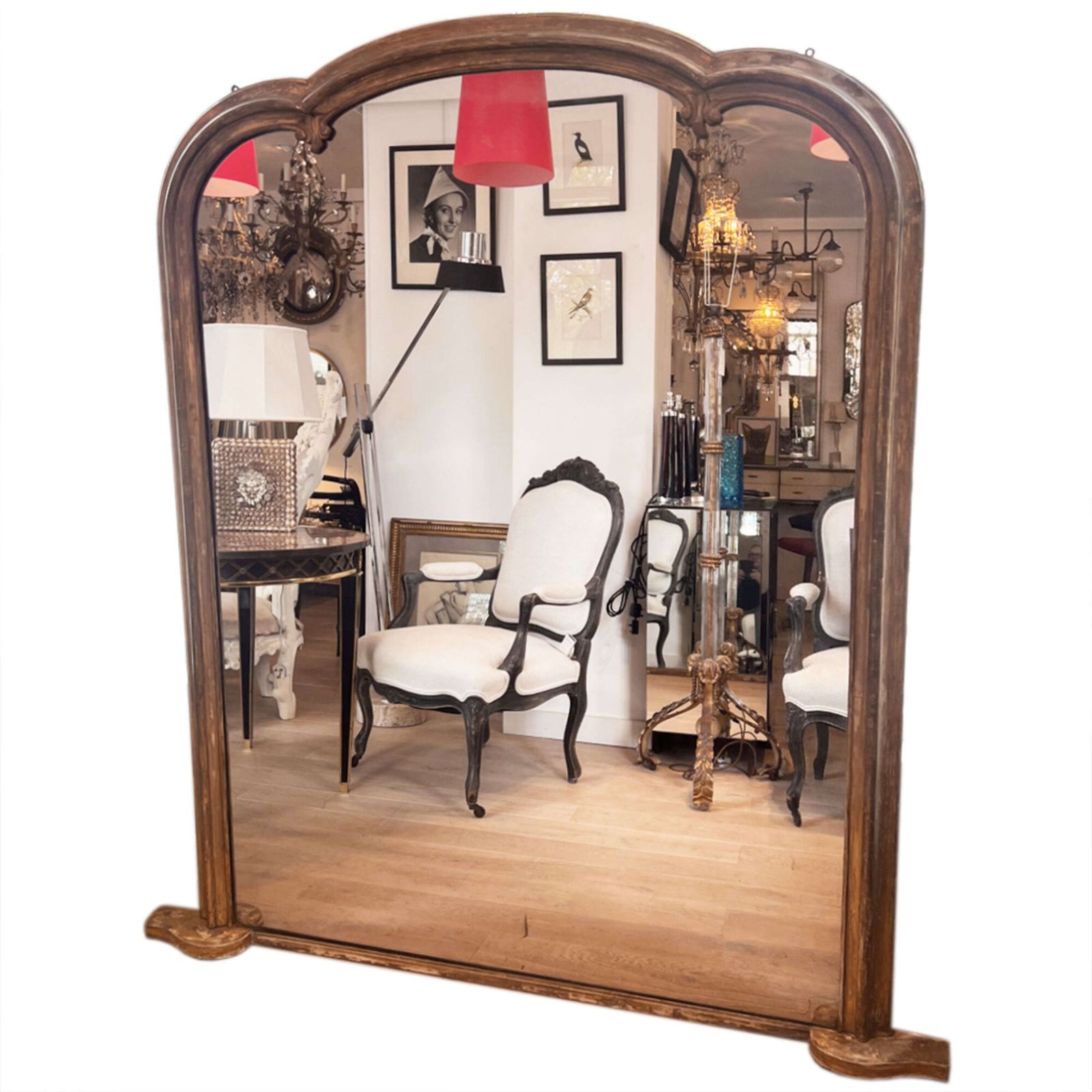 Large Late 19th Century French Overmantle Mirror photo for sale