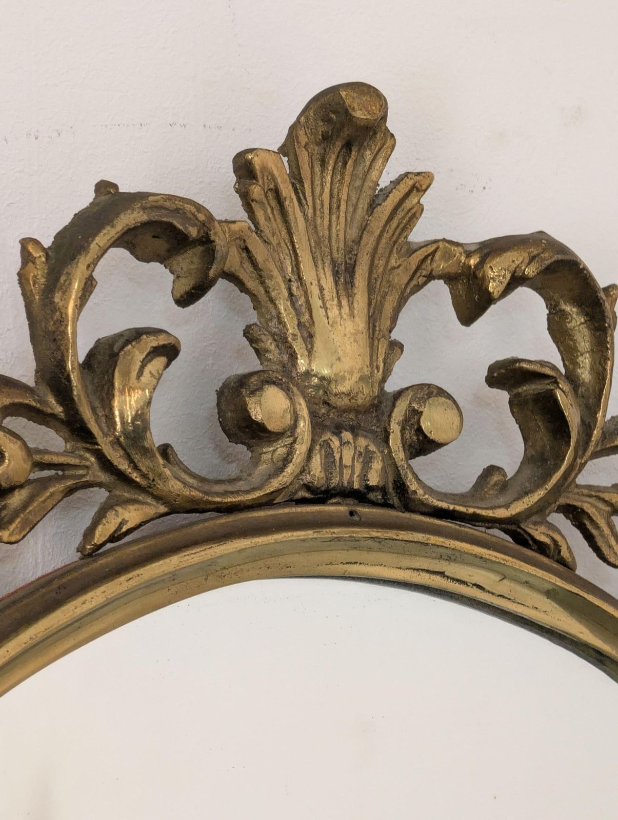 Mid Century Modern Italian Oval Bronze Cast Mirror Louis XV Baroque Style, 1950s photo vinterior