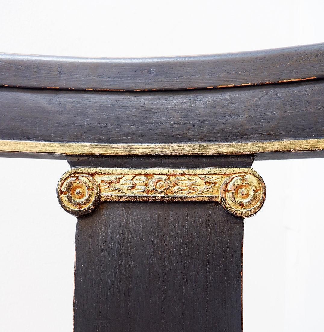 photo for sale Empire Style Black And Gold Armchair   19th Century